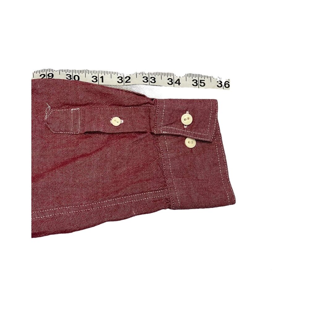 Club Room Shirt Men's XL Red 100% Cotton Classic Pleated Long Sleeve Button-Up - Picture 6 of 6